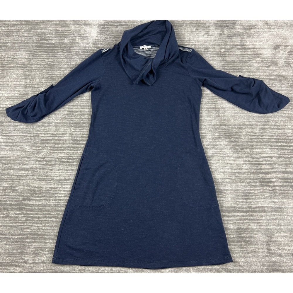Sophie Max Dress Womens S Navy Cowl‎ Neck 3/4 Sleeve Knit Tunic Pocket 8B10F6Z